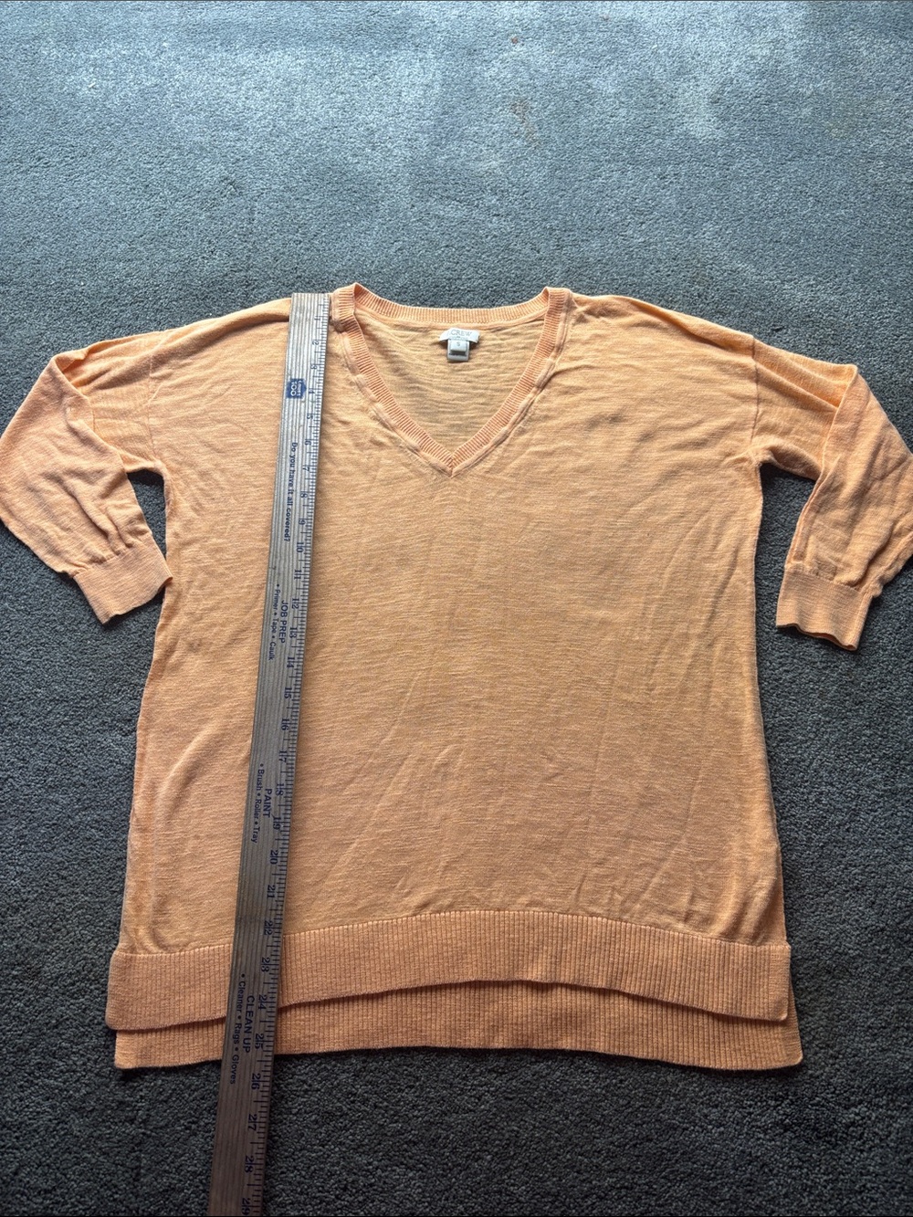 J crew small Light Orange V-Neck Women's 100% cotton Sweater peach